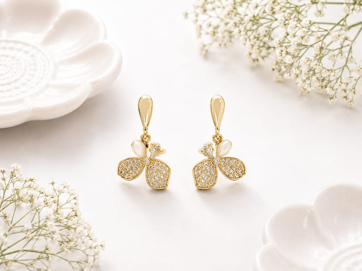 Anti-tarnish Crystal Flutter Drop Earrings