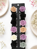 Dual Rose Flower Hair Claw Clips - Medium
