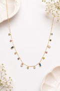 Multicolour CZ Charm Drop Station Necklace