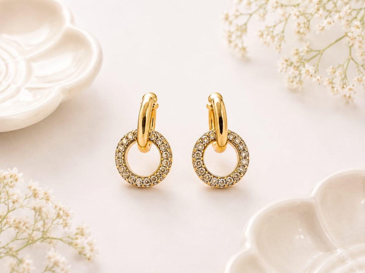 Anti-tarnish Gold Plated Maria CZ Hoop Earrings