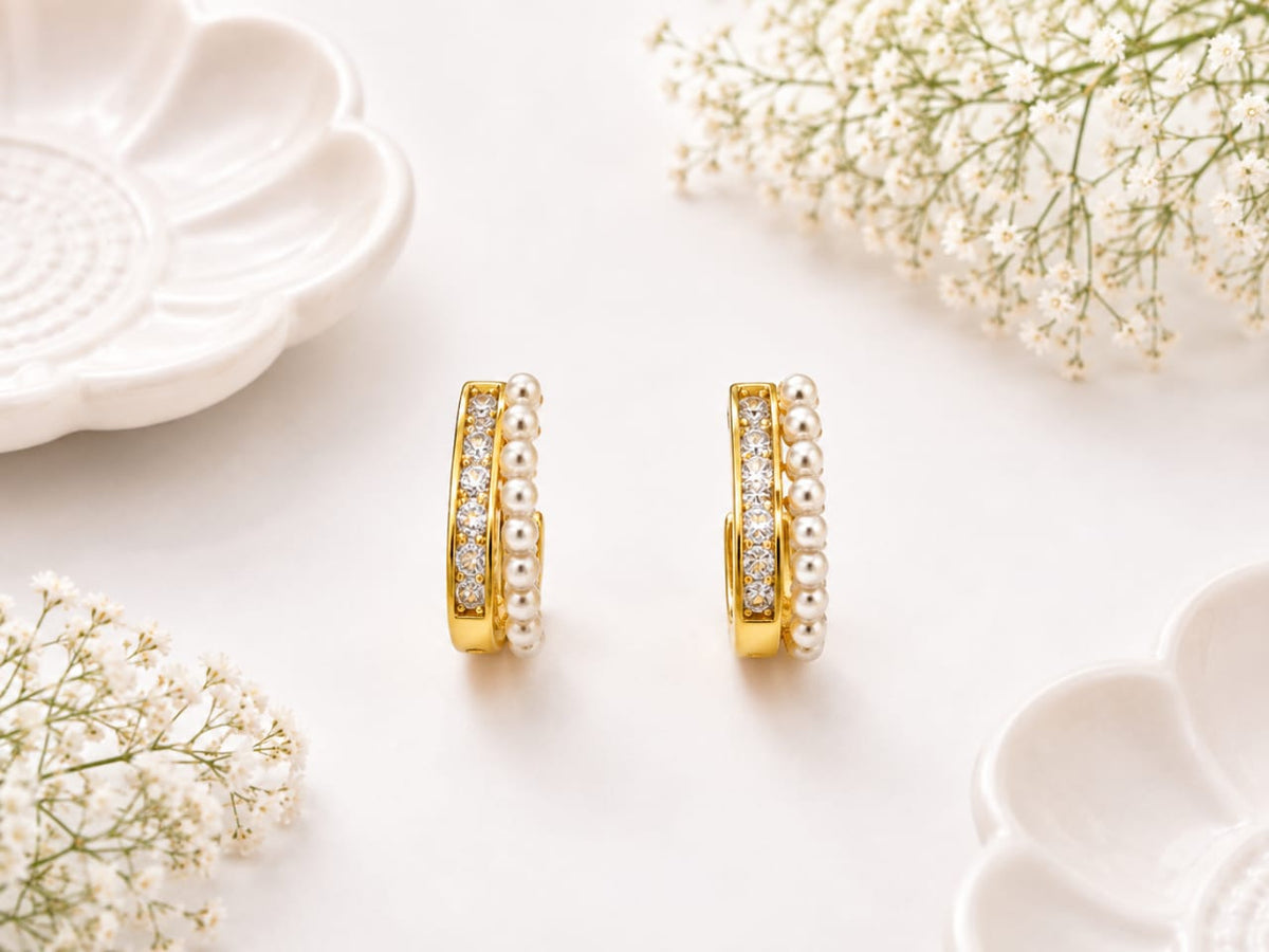 Anti-tarnish Double Row Earrings