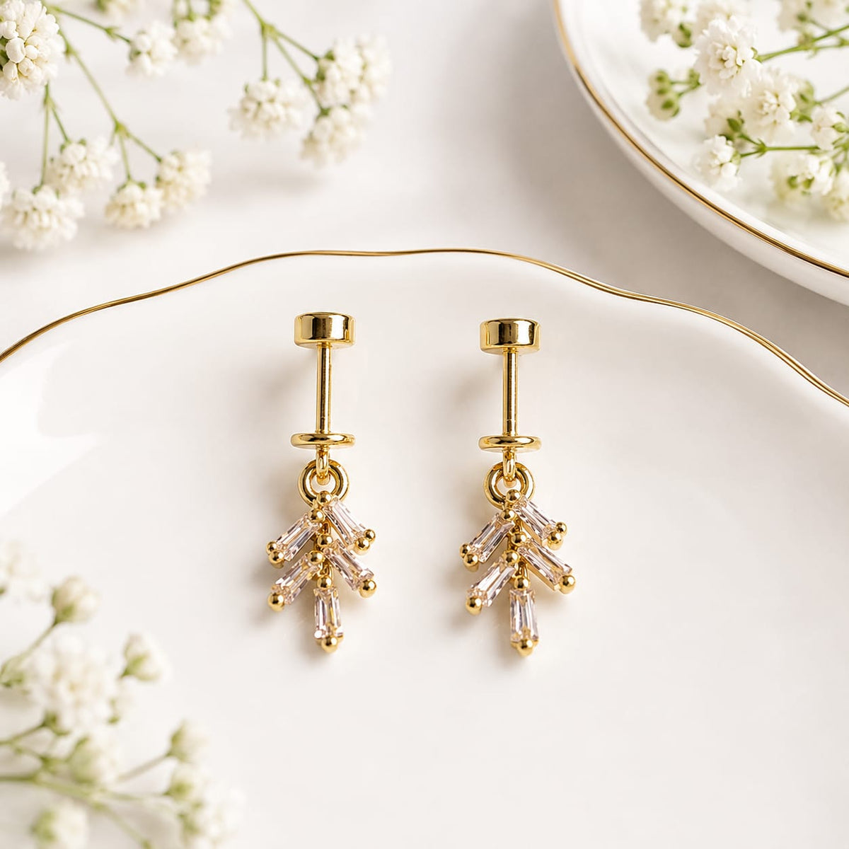 Cascading Baguette Helix Earrings