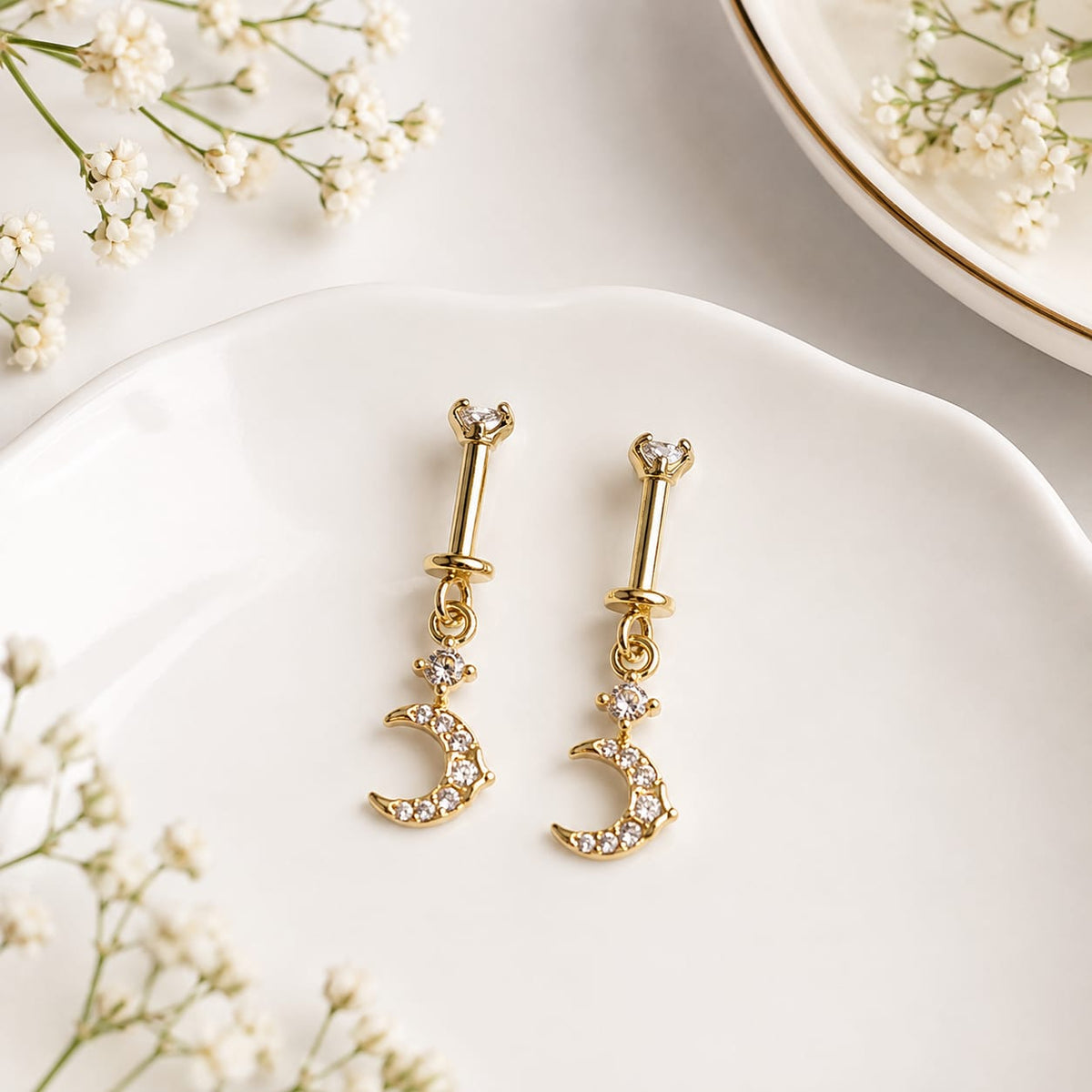 Crescent Moon Helix Drop Earring