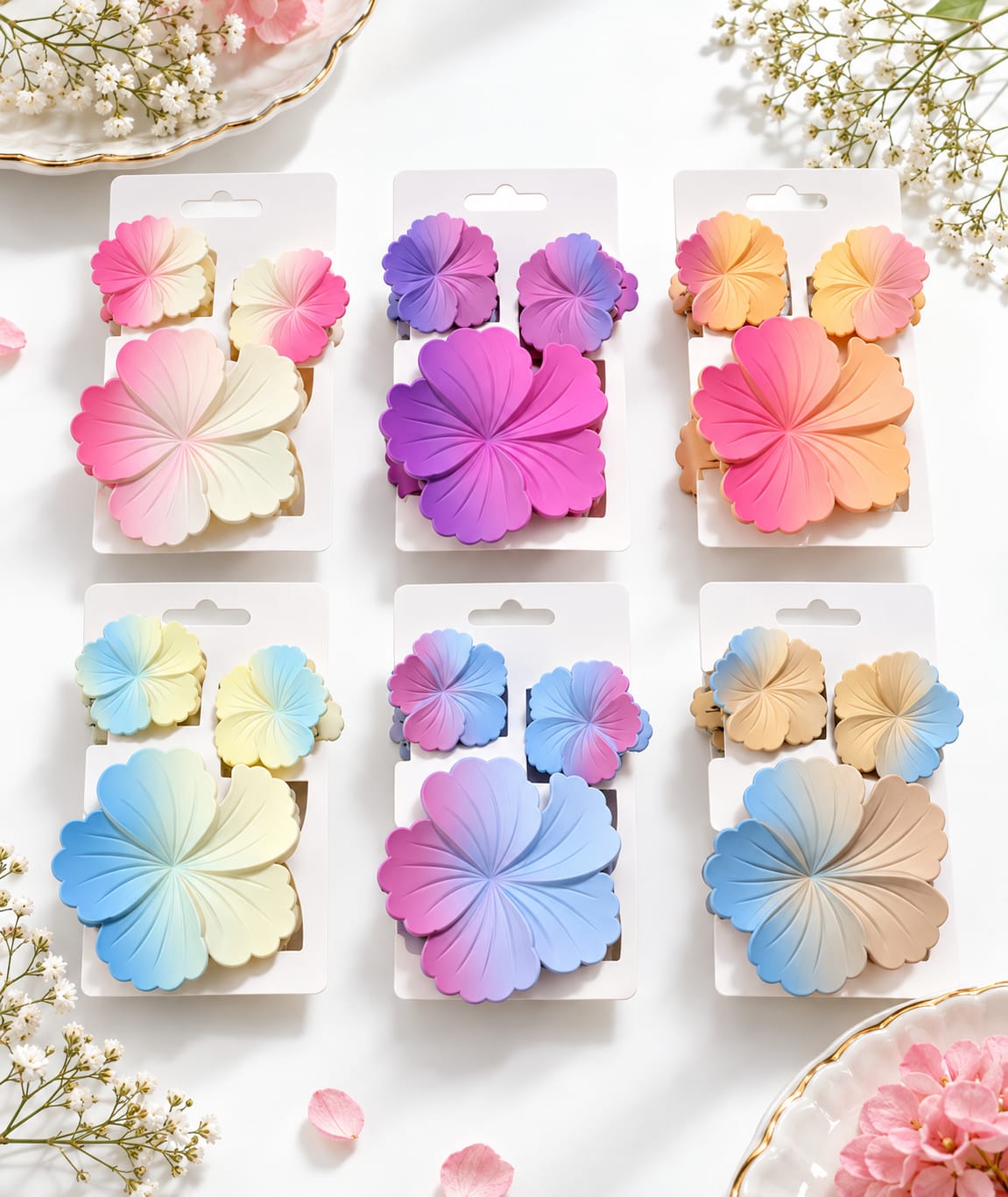 Hibiscus Flower Hair Claw Clips Combo