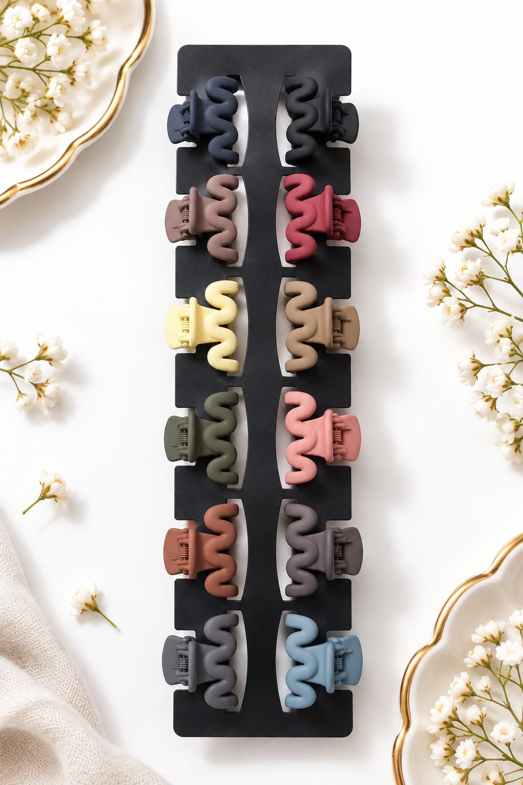 Matte Wavy Mini Hair Claw Clips