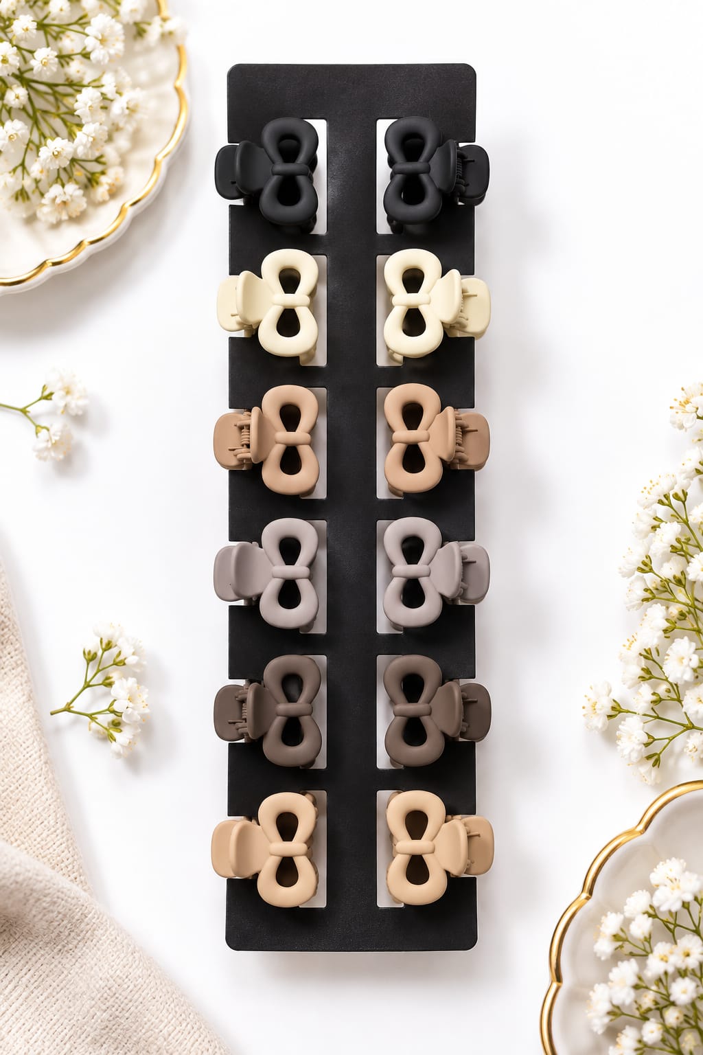 Matte Bow-Shaped Mini Hair Claw Clips