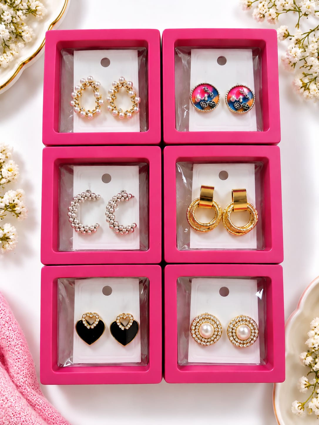 Korean-Style Aesthetic Earrings Set - Combo 1
