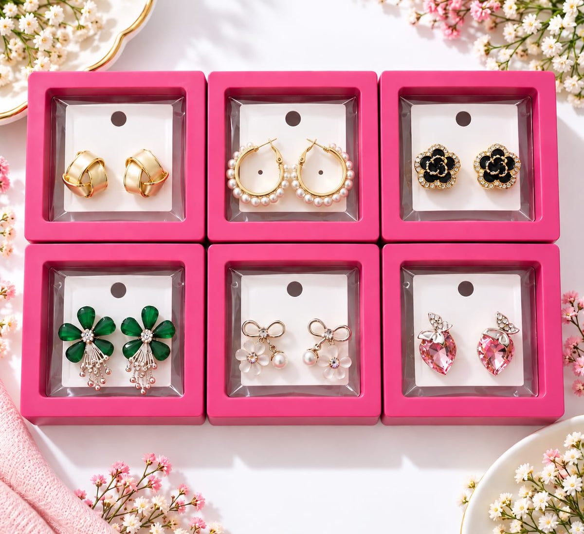 Korean-Style Aesthetic Premium Earrings Set - Combo 1