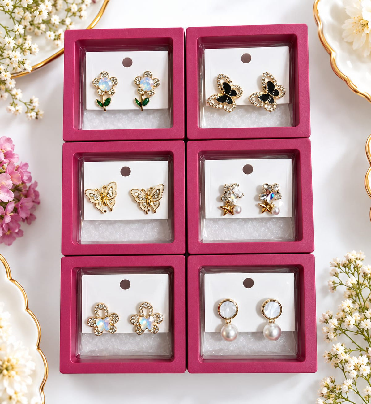 Korean-Style Aesthetic Premium Earrings Set - Combo 3