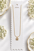 Dainty Crystal Pave Flower Pendant Necklace