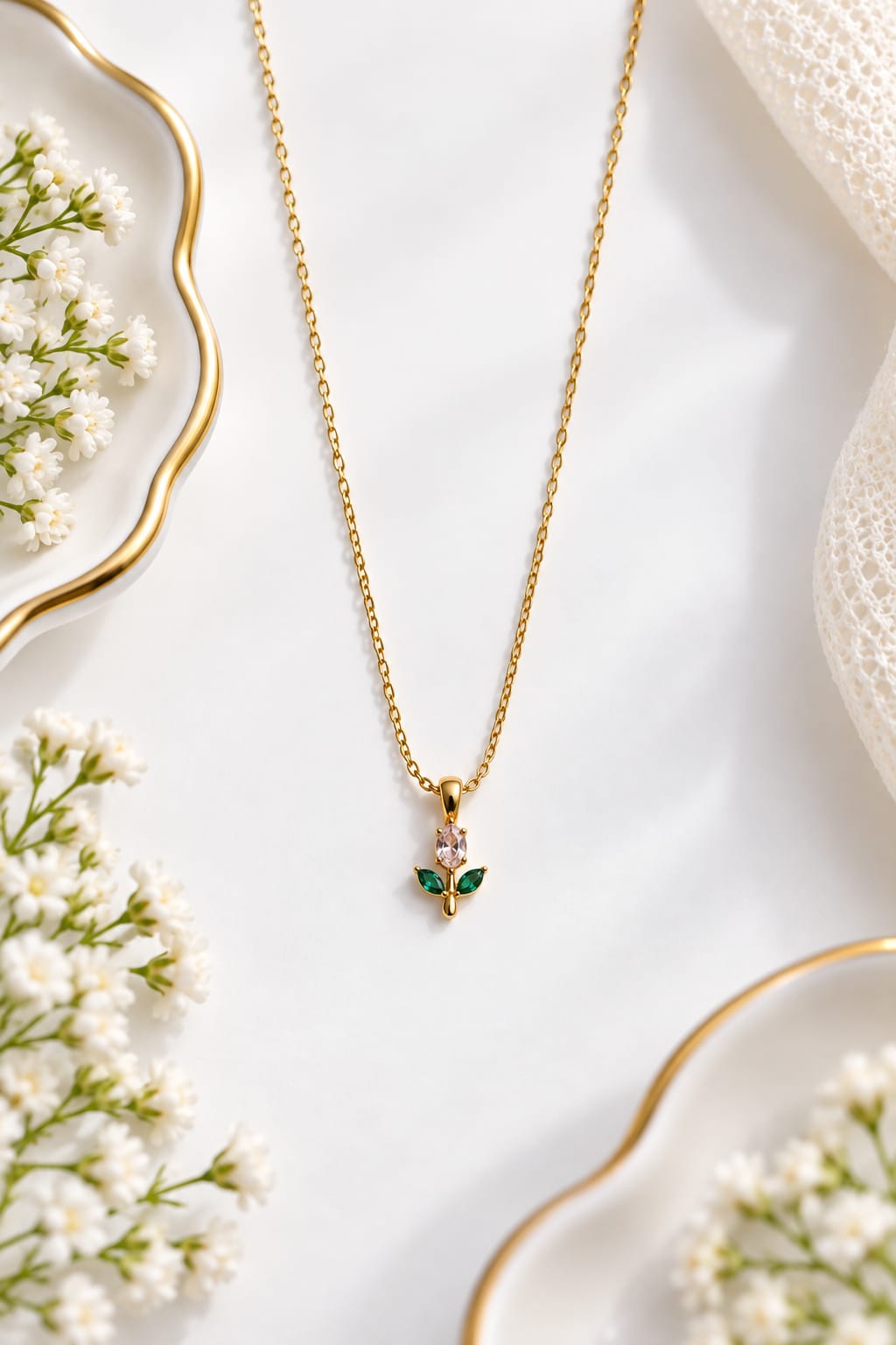Anti-Tarnish Gold Plated Tulip Flower Necklace