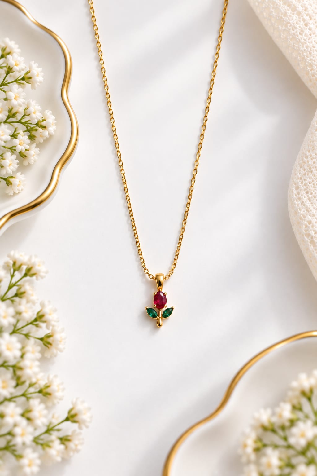 Anti-Tarnish Gold Plated Tulip Flower Necklace