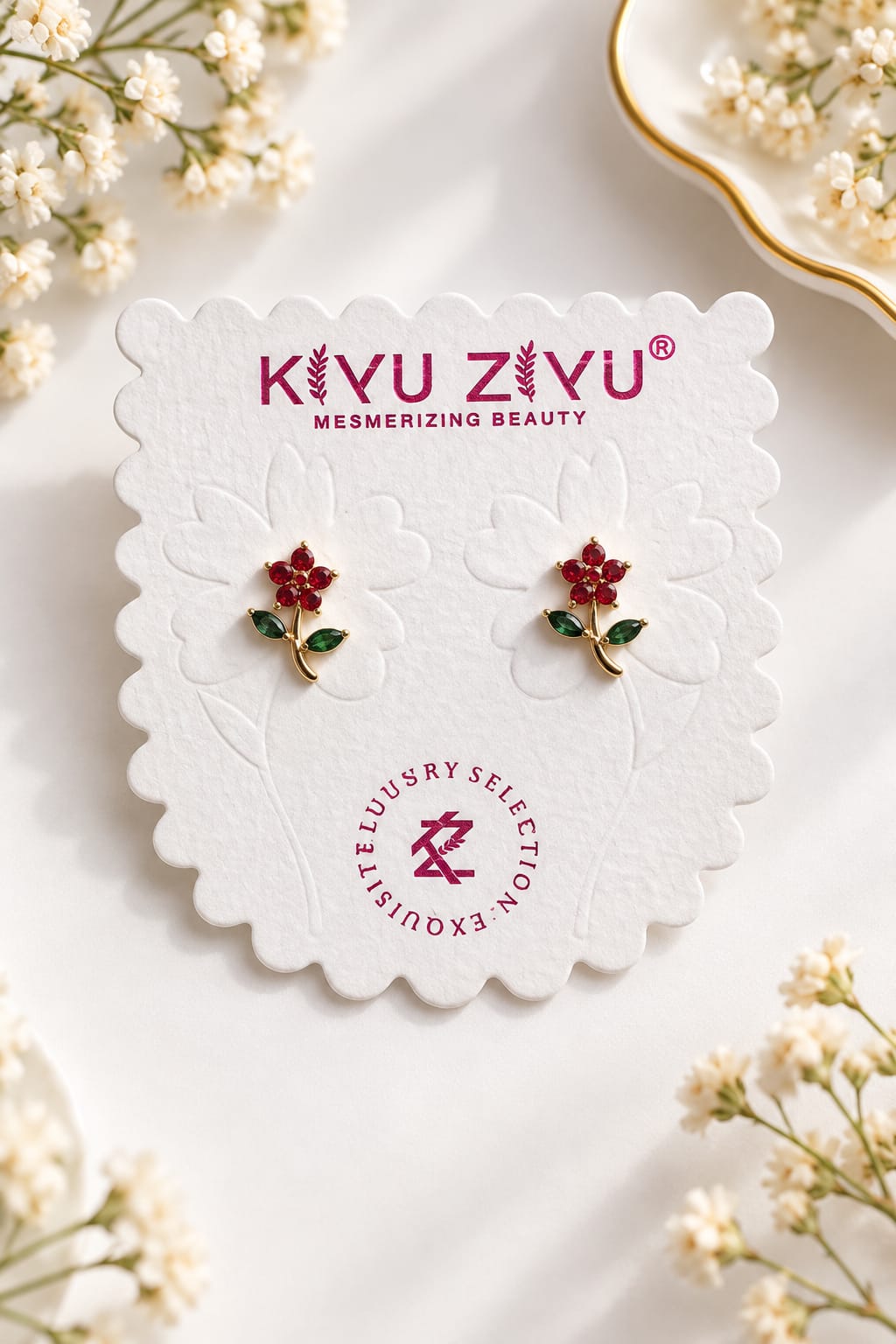 Crystal Floral Ball Back Earrings