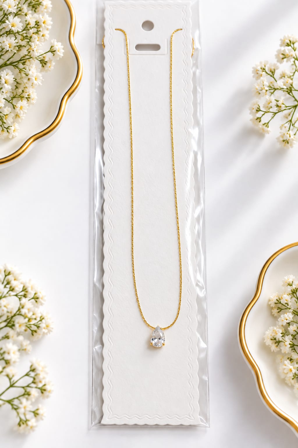 Crystal Teardrop Pendant Necklace