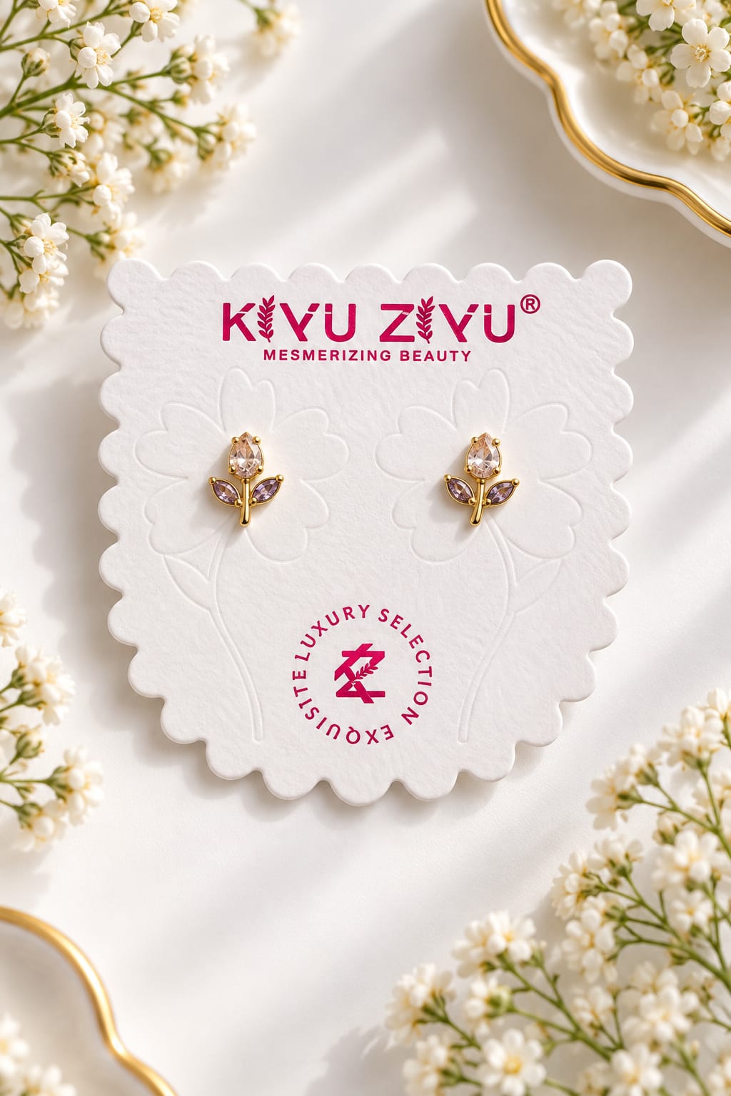 Crystal Tulip Ball Back Earrings