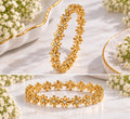 Gold-Plated Daisy Floral Eternity Bangle