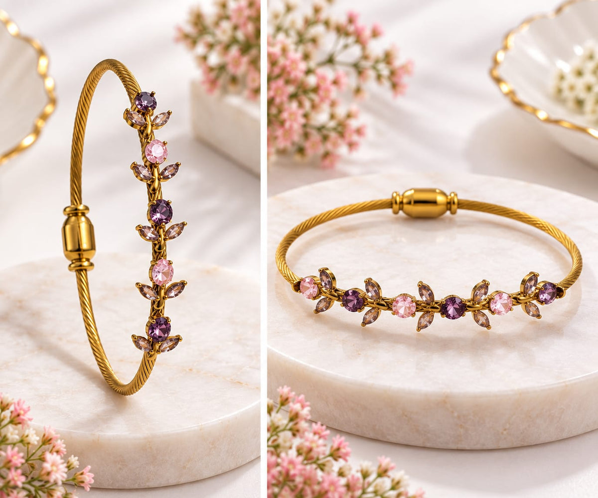 Gold-Plated Tulip Bangle Bracelet