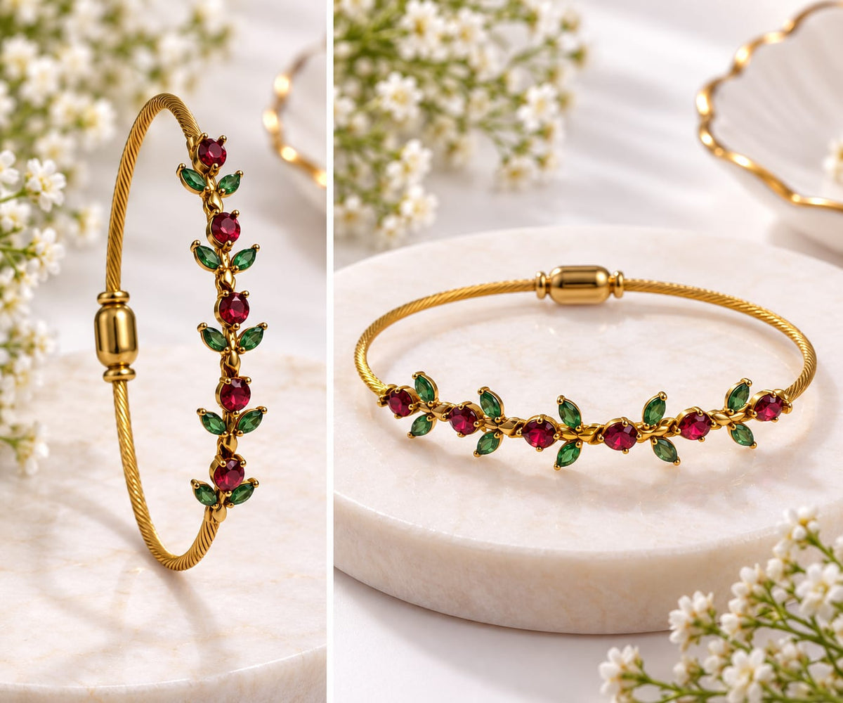 Gold-Plated Tulip Bangle Bracelet