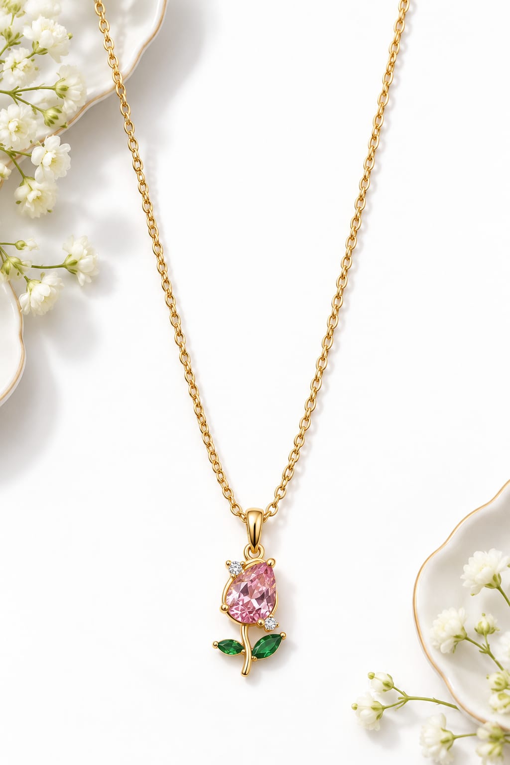 Anti-tarnish Tulip Pendant Necklace