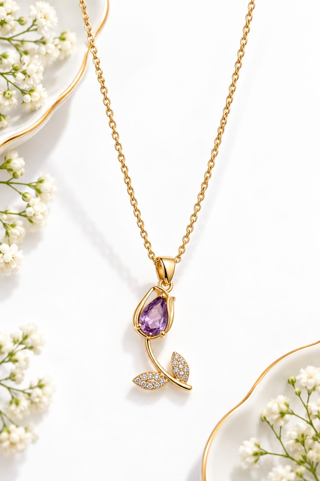Anti-tarnish Tulip Pendant Necklace