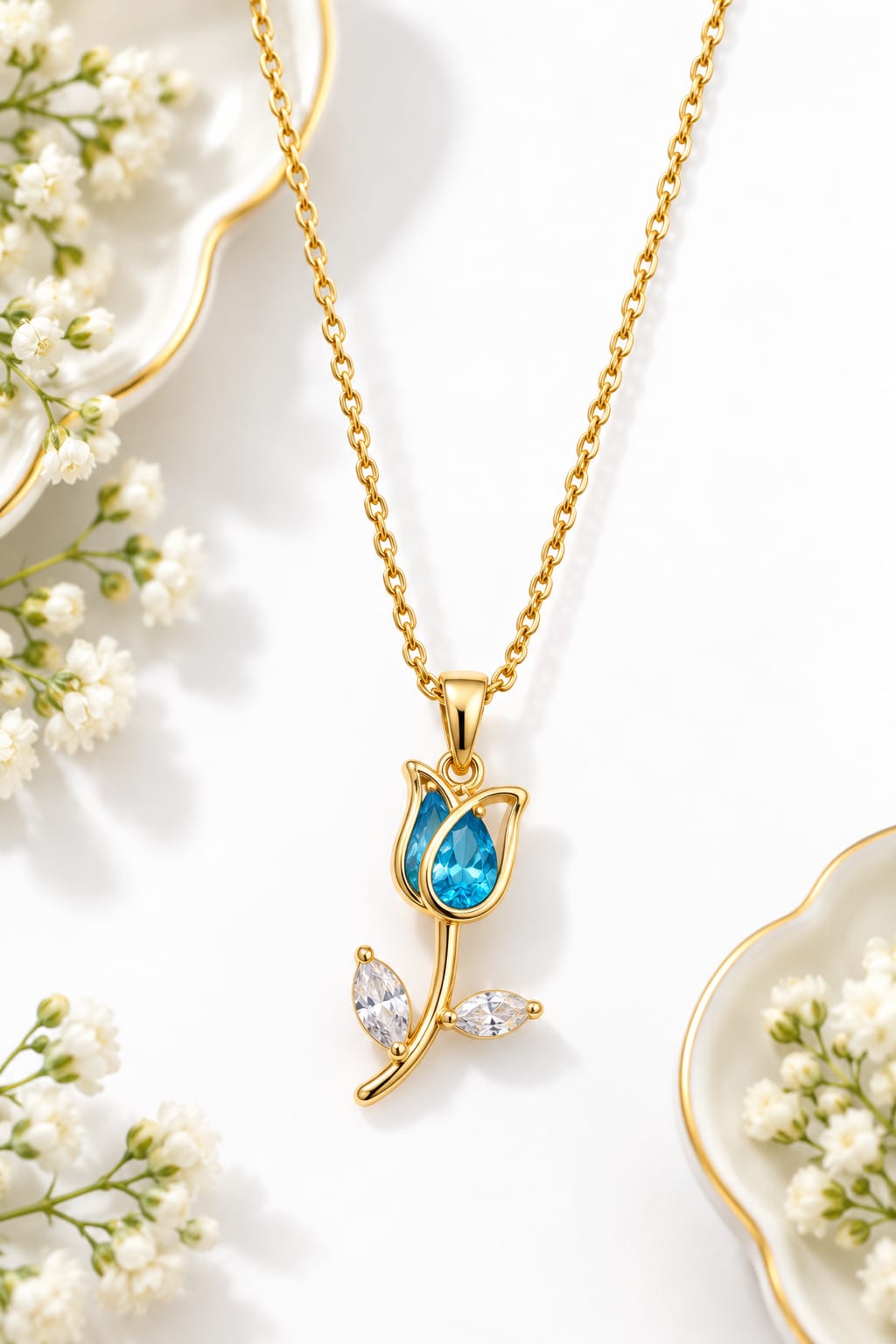 Anti-tarnish Tulip Pendant Necklace