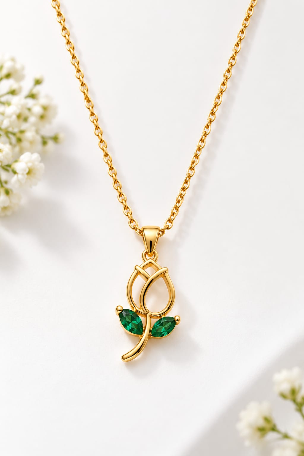 Anti-tarnish Tulip Pendant Necklace