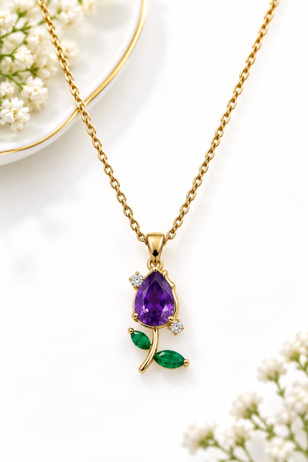 Anti-tarnish Tulip Pendant Necklace