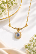 Anti-tarnish Cushion-Cut Halo Pendant Necklace