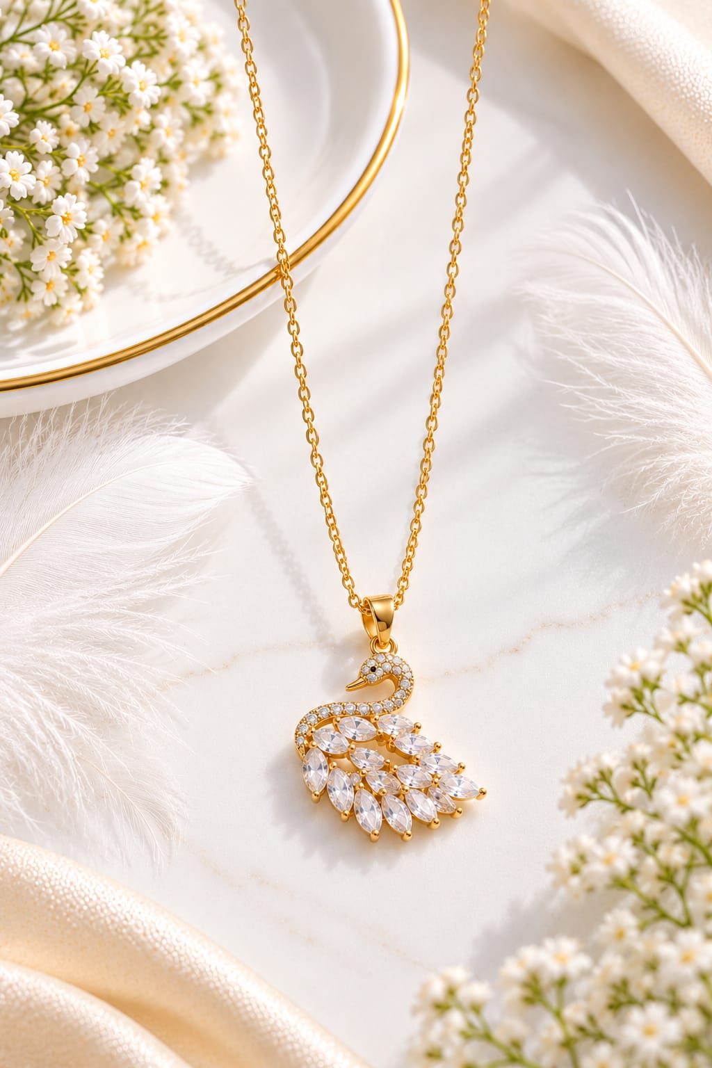 Anti-Tarnish Swan Pendant Necklace