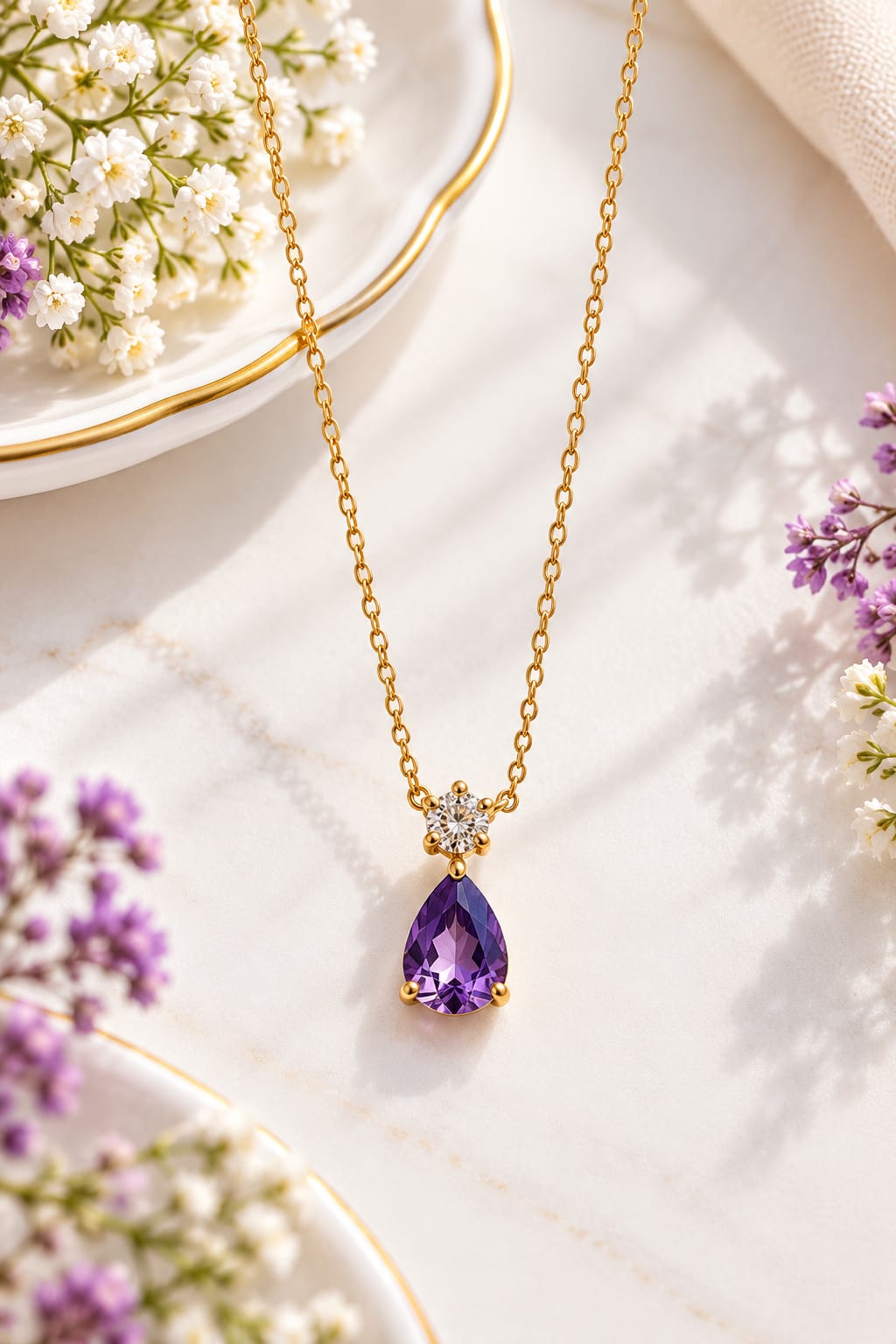 Anti-tarnish Teardrop Pendant Necklace