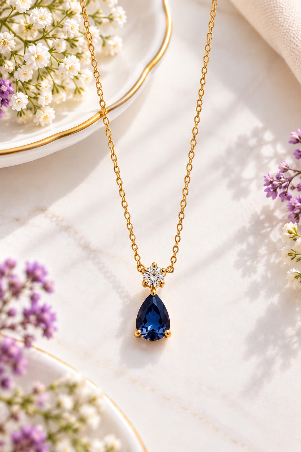 Anti-tarnish Teardrop Pendant Necklace