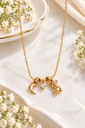 Golden Moon, Heart & Teddy Charm Necklace