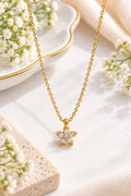 Dainty Cubic Zirconia Flower Pendant Necklace