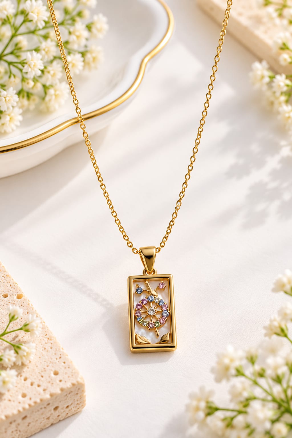 Wheel of Fortune Tarot Card Pendant Necklace