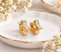 Gold Plated Zircon Star Geometric Hoop Earrings