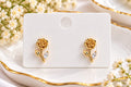Gold-Plated Rose Flower Stud Earrings
