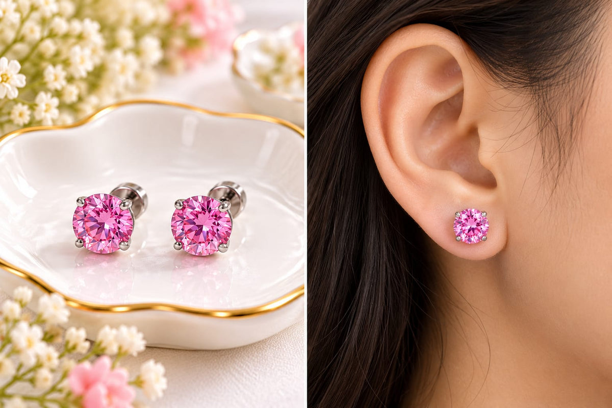 Cubic Zirconia Solitaire Stud Earrings