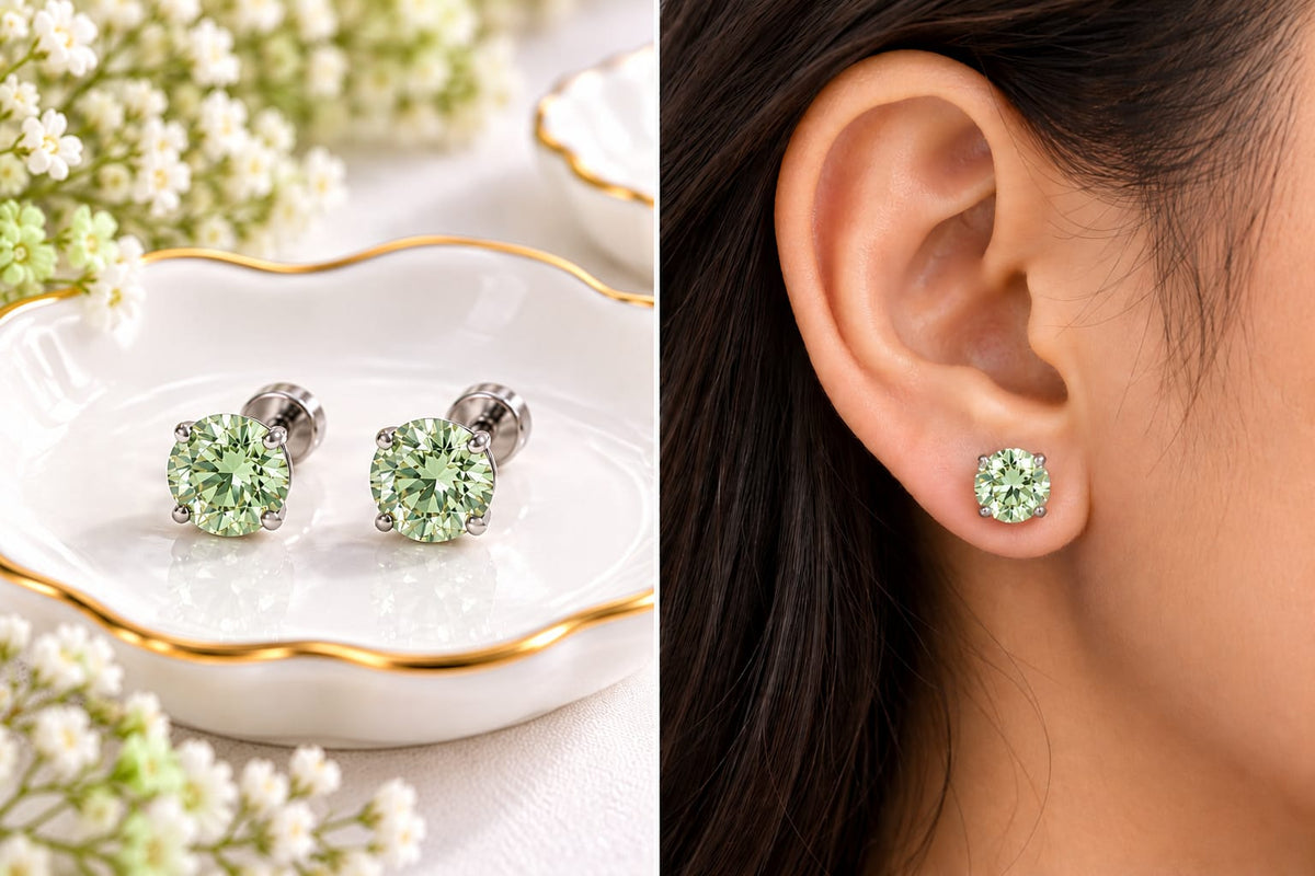 Cubic Zirconia Solitaire Stud Earrings