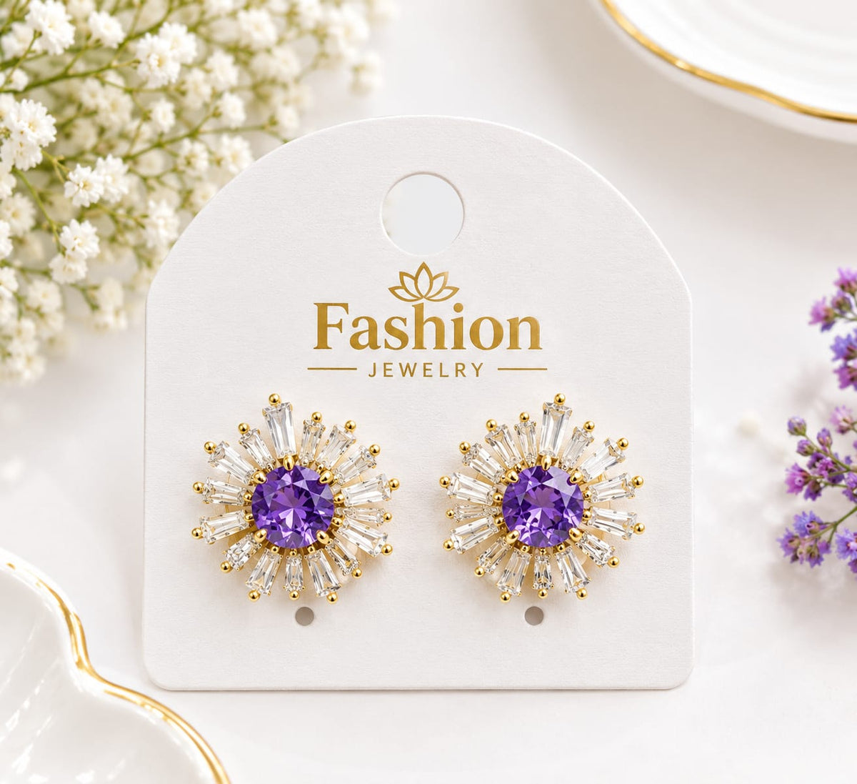 Premium Crystal Sunflower Stud Earrings