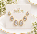 Teardrop Halo Stud Earring Combo Set