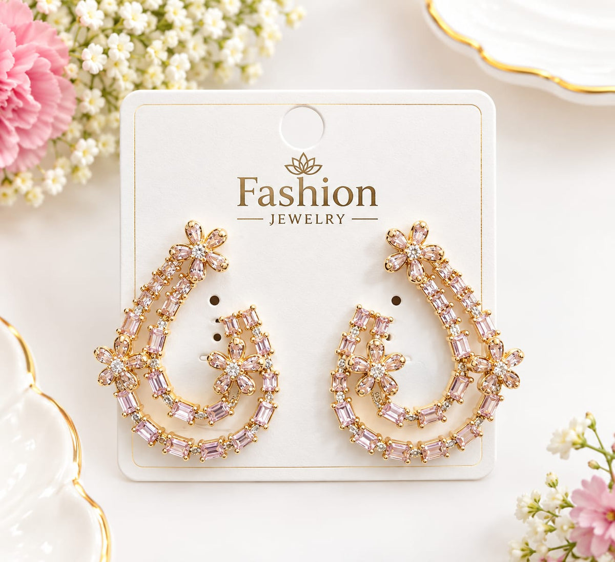 Amethyst Bloom Cubic Zirconia Earrings
