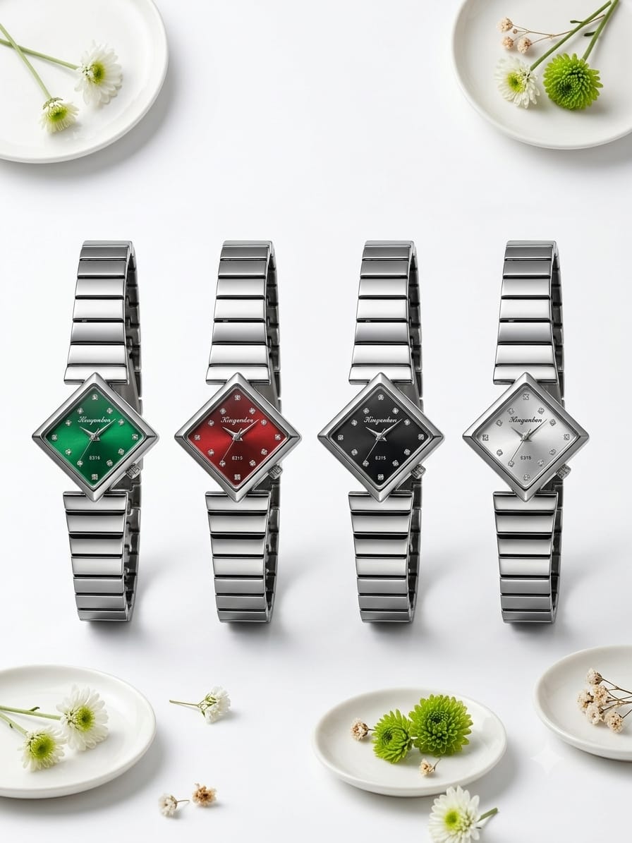 Asymmetric Diamond-Shaped Watch