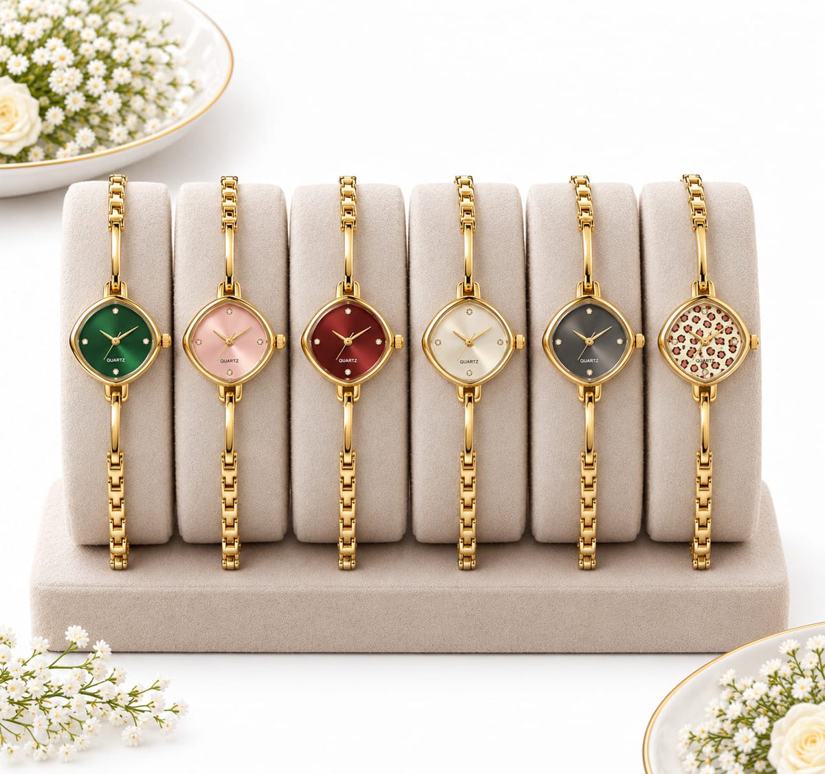 Vintage-Inspired Diamond Shaped Bangle Bracelet Watch for Women