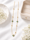 Anti-Tarnish Gold Plated Tulip Chain Necklace - White Green