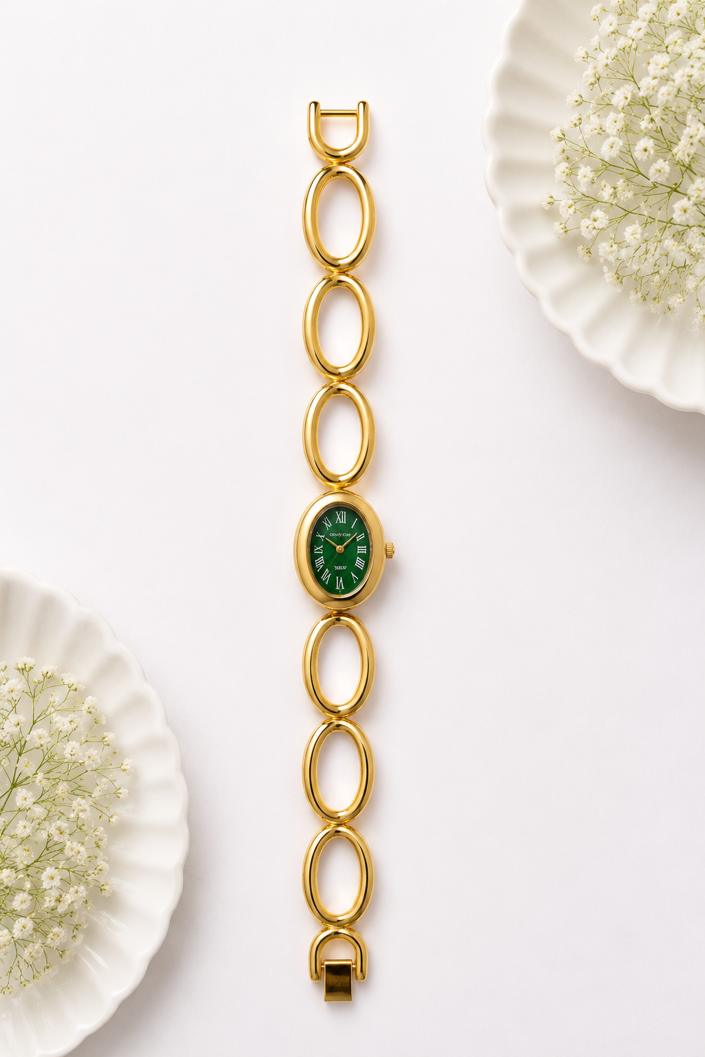 Vintage Oval Dial Anti-Tarnish Gold Plated Chain Watch