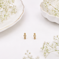 Three-stone Bezel-set Ball Back Stud - Gold
