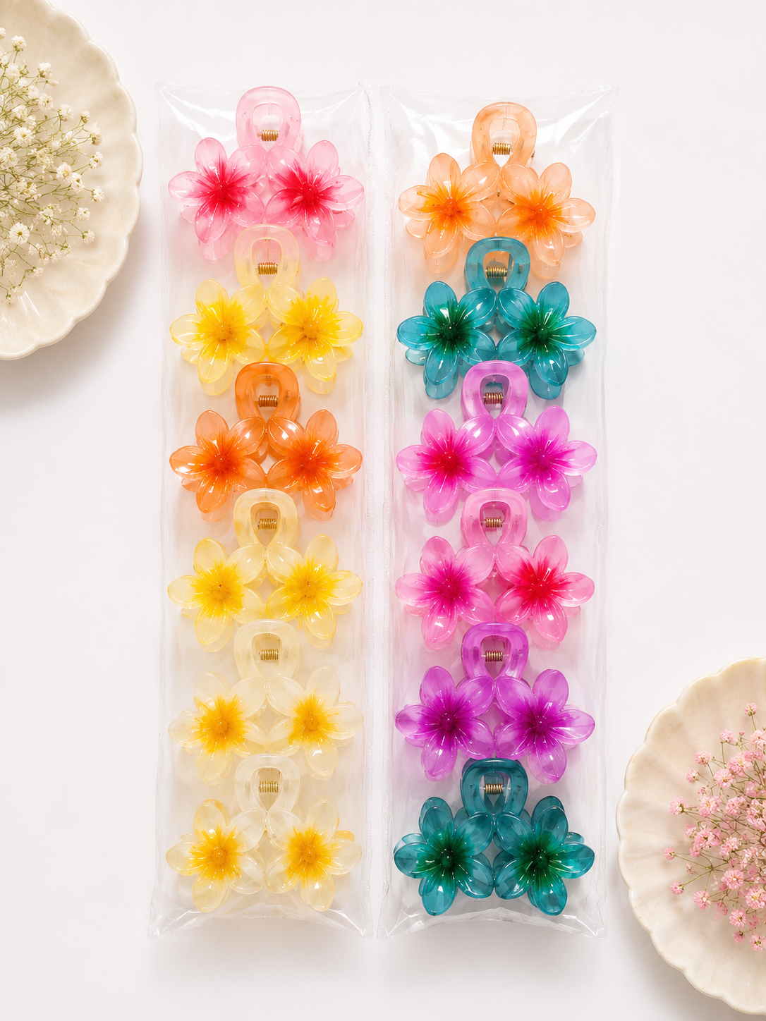 Double Plumeria Flower Hair Claw Clips