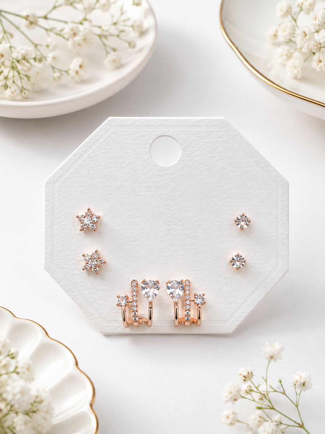 Anti-tarnish Crystal Trio Earrings Combo