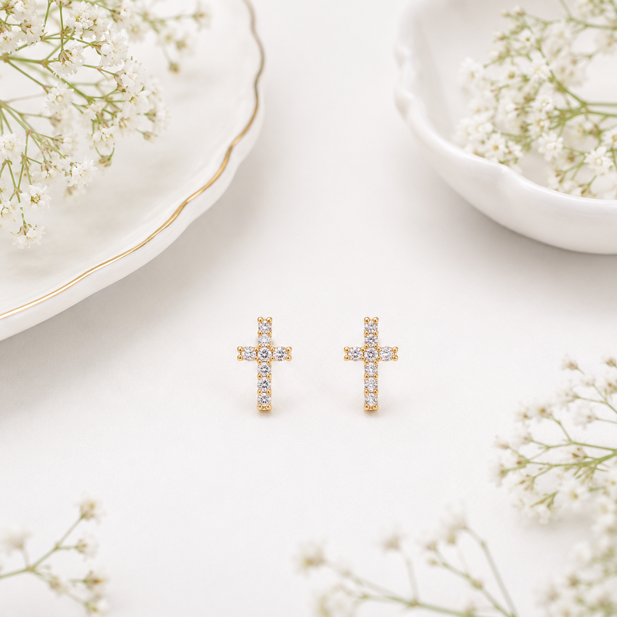 Cubic Zirconia Cross Ball Back Stud