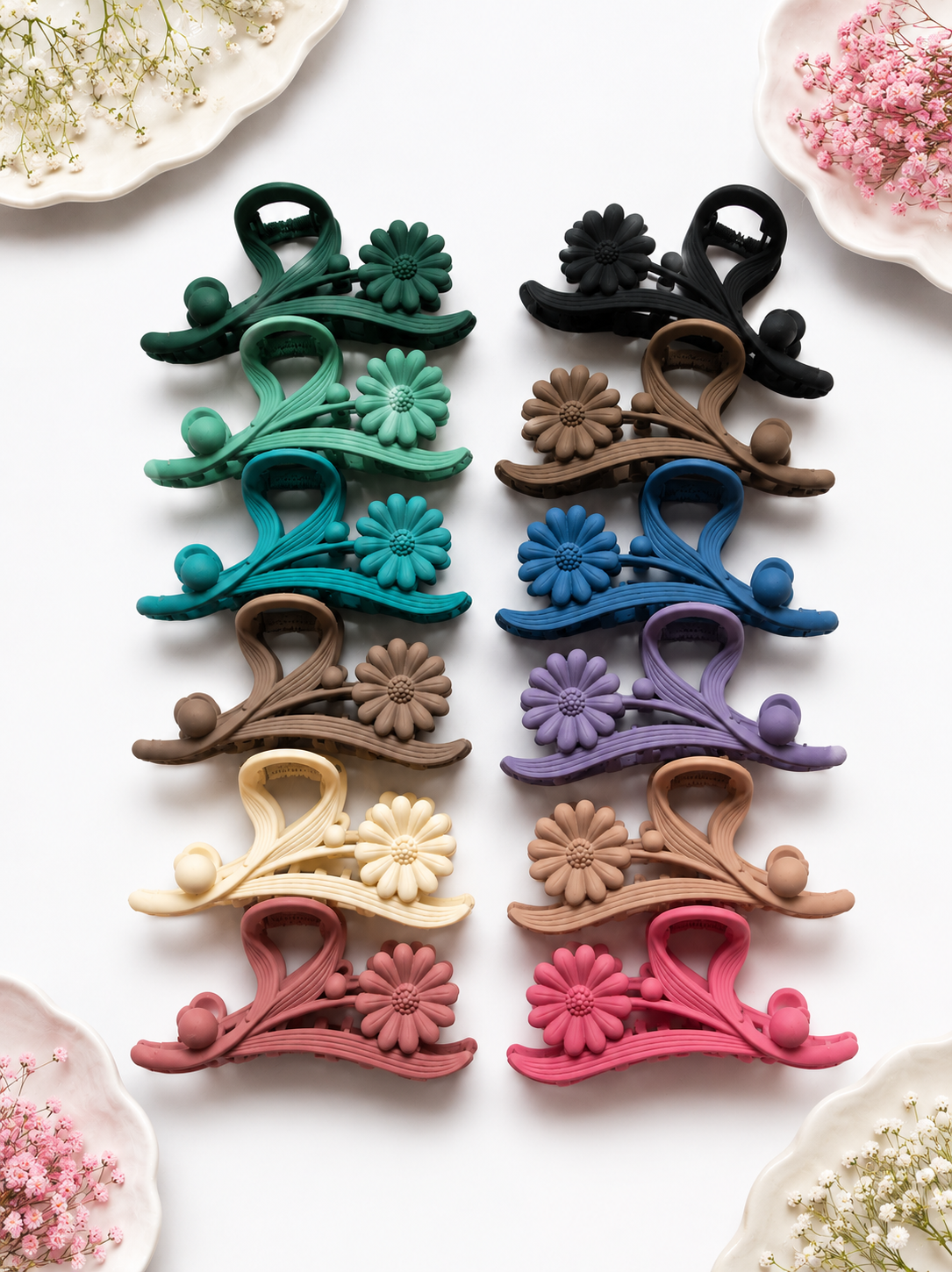 Korean Style Matte Flower Hair Clip - Big